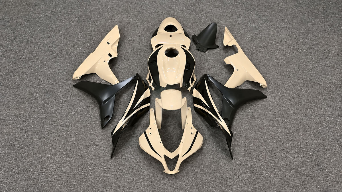 Complete NiceFairings 2007-2008 Honda CBR600RR painted fairing set fully visible on a gray carpet