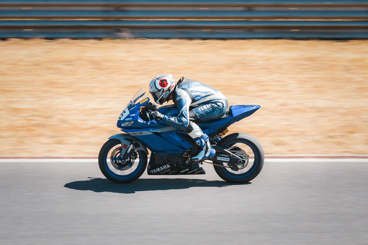Real Yamaha R3 track-riding stock photo with readable Yamaha logo; illustrative only, not a WorldSPB entry or NiceFairings product