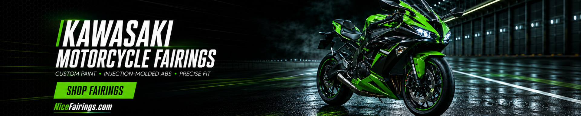 Custom Kawasaki motorcycle fairings and painted ABS fairing kits by NiceFairings