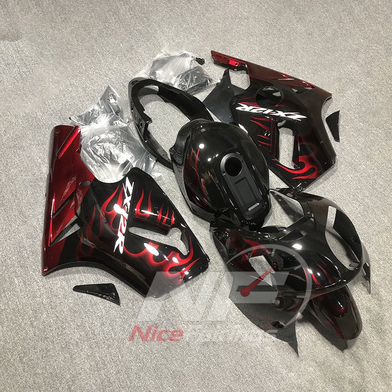 Fairing Kit Fits 2000-2001 KAWASAKI Ninja ZX-12R - ABS Plastic Bodywork - Black Red Graphic | NiceFairings - side angle image