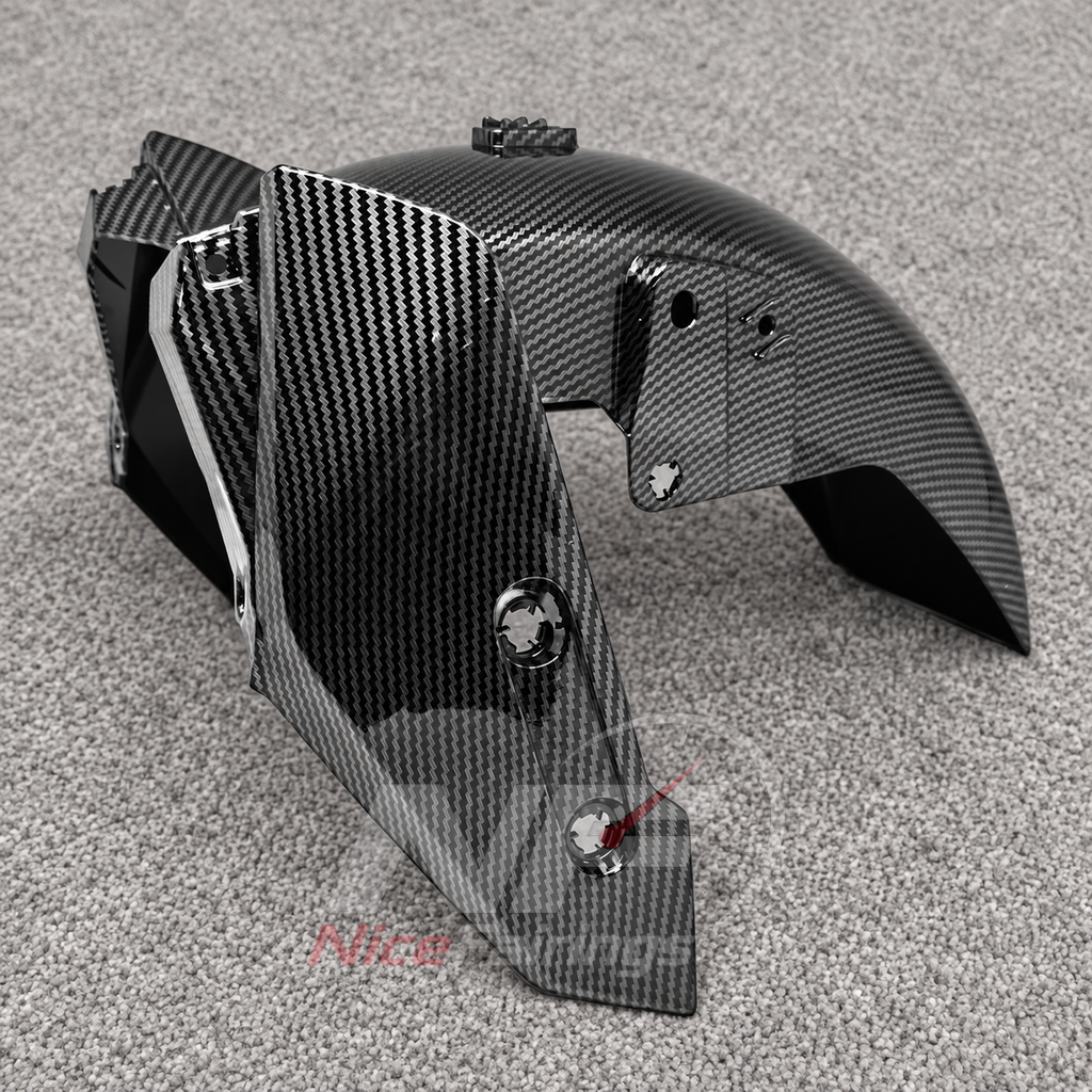 Custom Fairings Fit 2022-2024 YAMAHA TMAX560 - Scooter ABS Bodywork - Black Carbon Fiber Look | NiceFairings - detail angle image