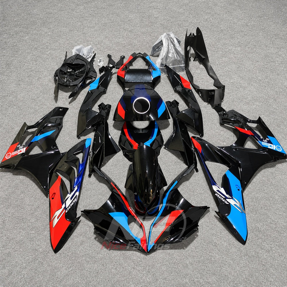 Aftermarket Fairing Kit Fits 2009-2014 BMW S1000RR - Sportbike ABS Bodywork - White Black Violet with Tank Cover | NiceFairings - paint design NO.2 option image