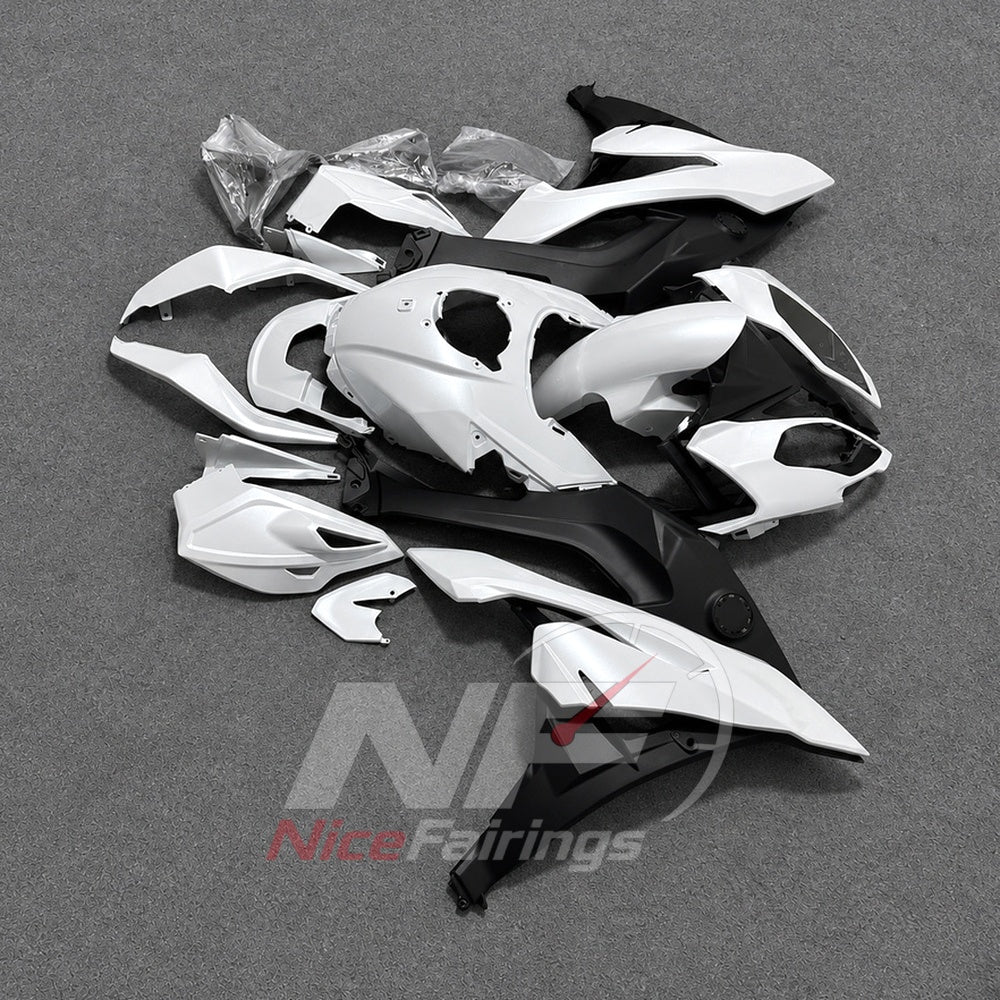 Fairing Kit Fits 2015-2019 BMW S1000XR - ABS Plastic Bodywork - White Black | NiceFairings - side angle image