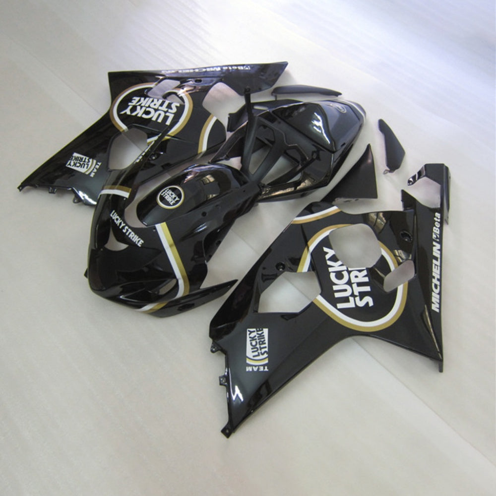 For Suzuki GSXR600 GSXR750 K4 2004-2005 Black Gold White Fairings Kit | NiceFairings - side angle image