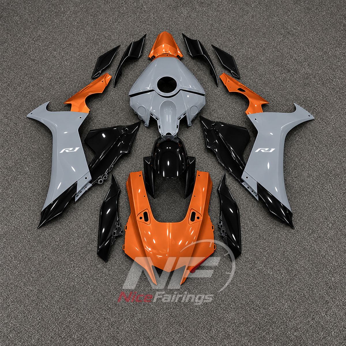 For Yamaha YZFR1 RN65 2020-2025 Grey Yellow Fairings Kit | NiceFairings - paint design NO.5 option image