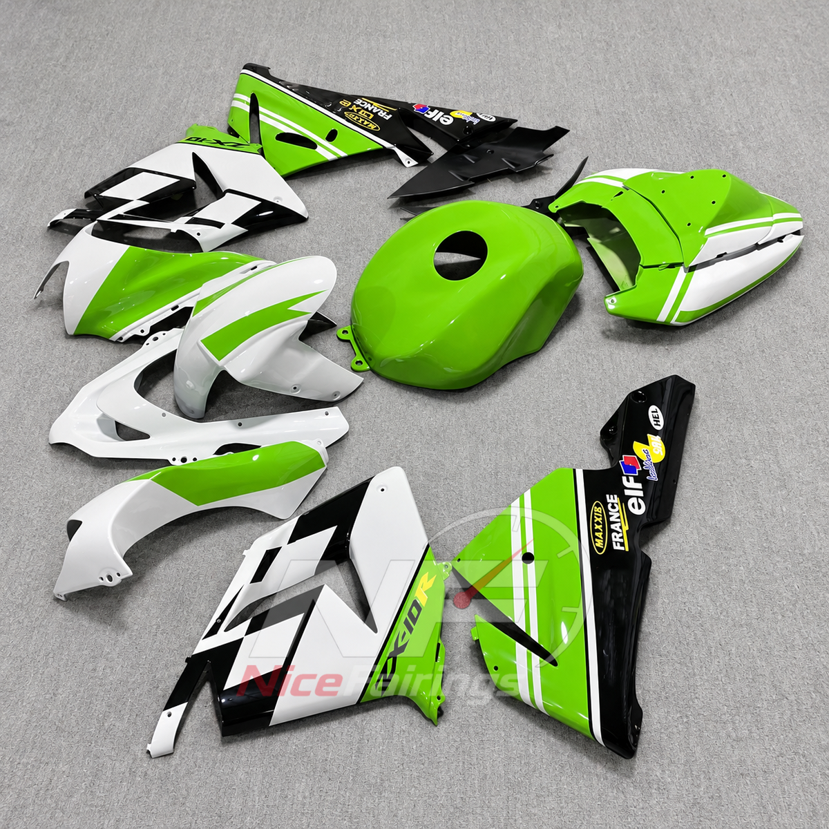 Aftermarket Fairing Kit Fits 2004-2005 KAWASAKI ZX10R - ABS Injection Bodywork | NiceFairings - side angle image