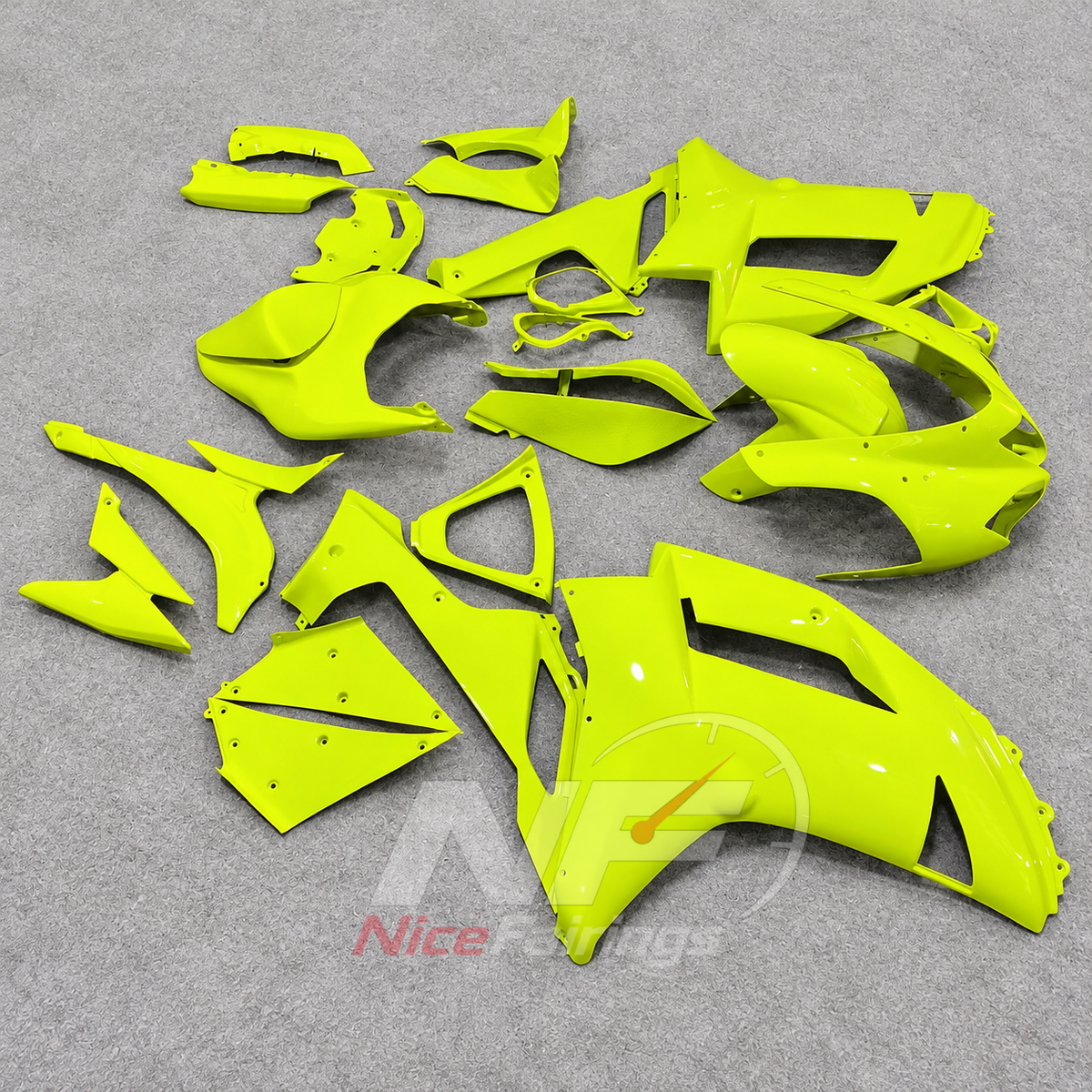 Kawasaki ZX6R 2007-2008 Yellow body panels - angled view