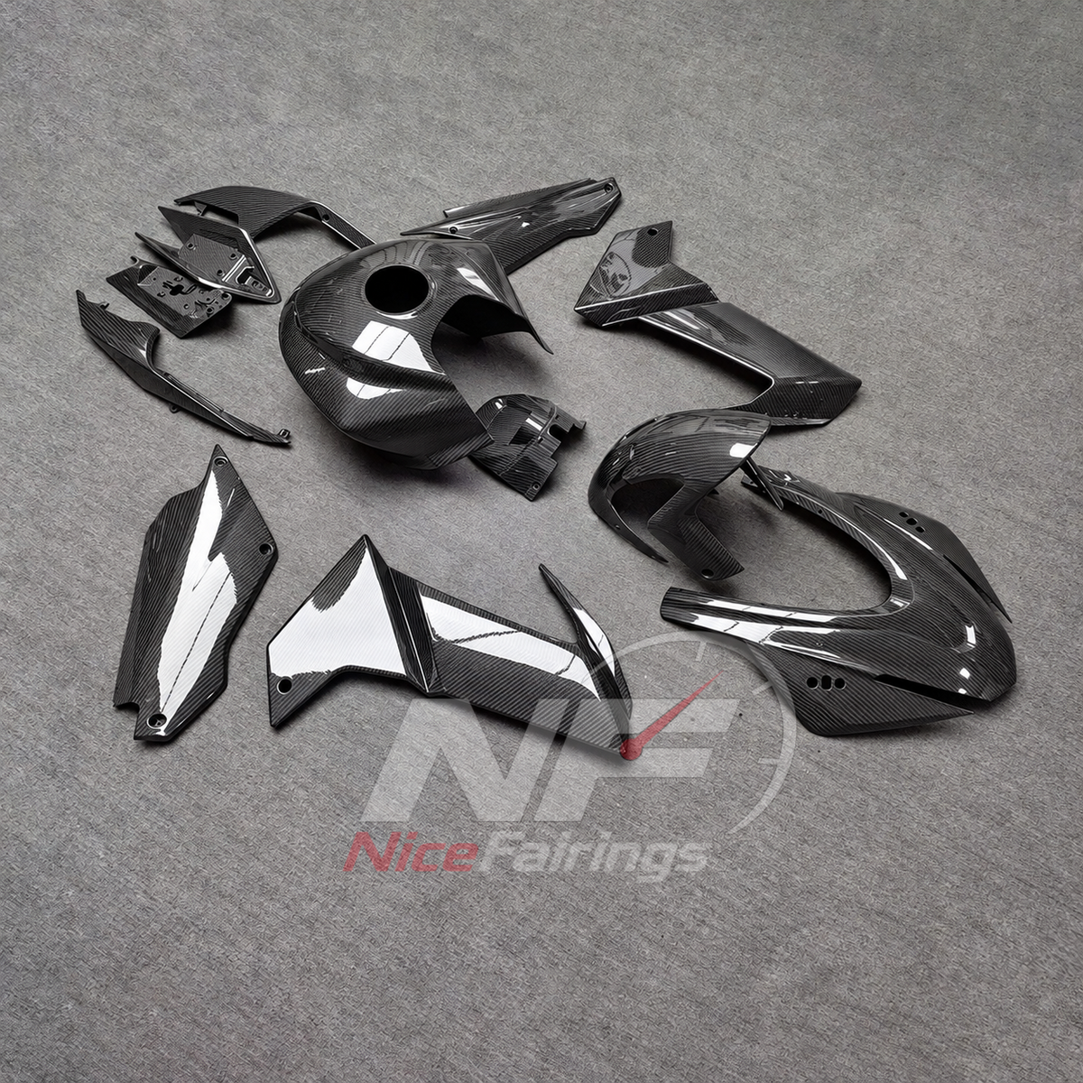 Replacement Fairings Compatible with 2020-2024 APRILIA RS660 - ABS - Carbon Fiber Look | NiceFairings - front angle image