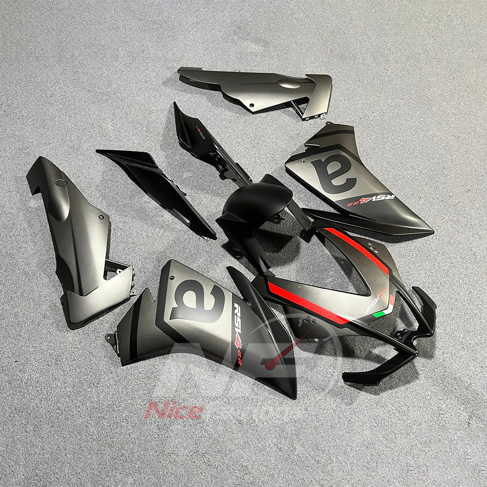 Fairing Kit Fits 2009-2014 APRILIA RSV4 1000 - ABS Plastic Bodywork - Dark Gray Black Red | NiceFairings - front angle image