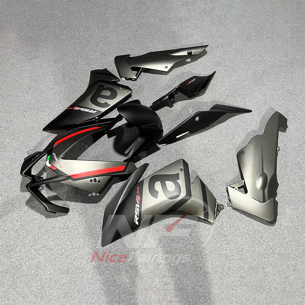 Fairing Kit Fits 2009-2014 APRILIA RSV4 1000 - ABS Plastic Bodywork - Dark Gray Black Red | NiceFairings - side angle image
