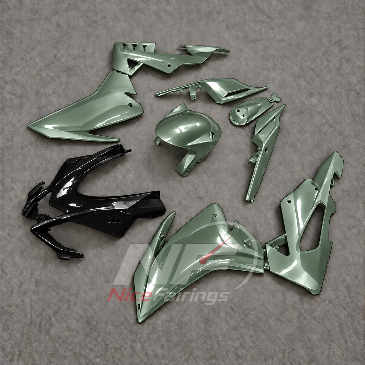 Custom Fairings Compatible with 2016-2020 APRILIA RSV4 1000 - ABS Plastic - Light Green | NiceFairings - front angle image