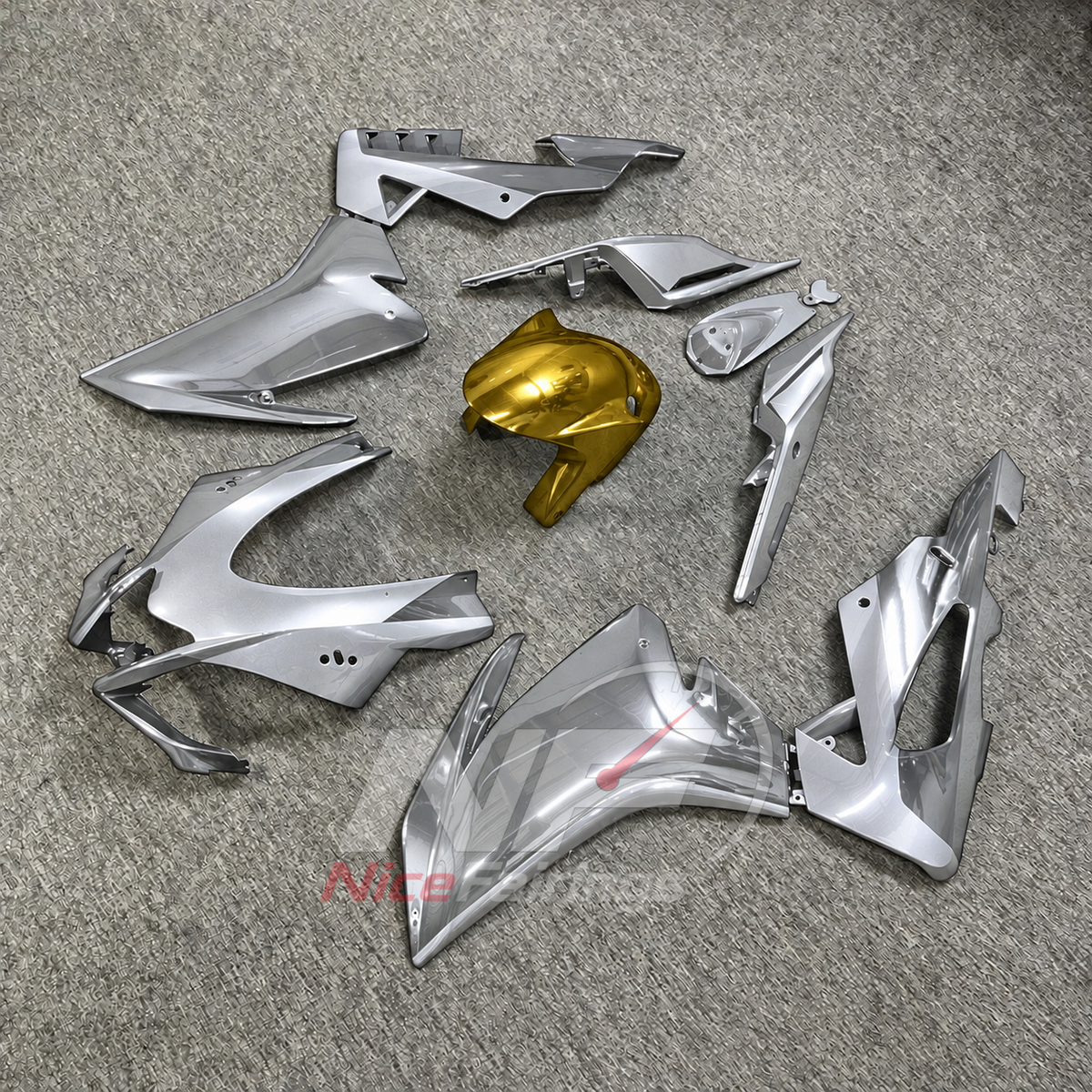 Fairings Kit Fits 2016-2020 APRILIA RSV4 1000 - ABS Bodywork - Silver | NiceFairings - front angle image