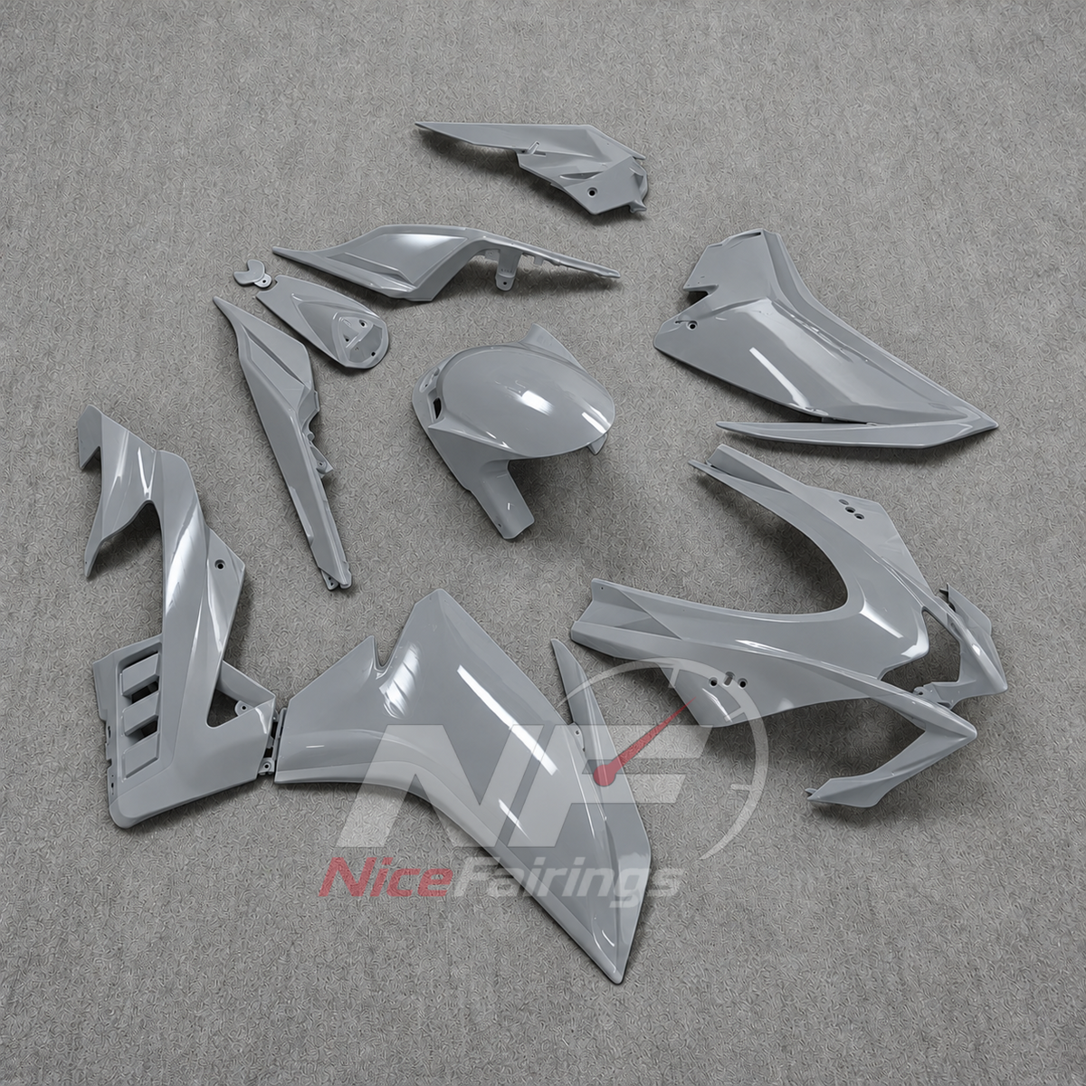 Sportbike Fairing Kit Fits 2016-2020 APRILIA RSV4 1000 - ABS Plastic - Gray | NiceFairings - front angle image