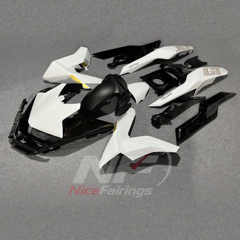 Fairing Kit Fits 2019-2025 BMW C400GT - Injection-Molded ABS Plastic - White Black Gold | NiceFairings - front angle image