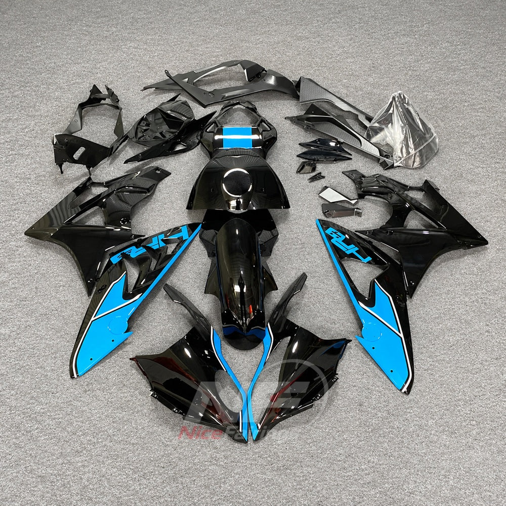 Replacement Fairings Fit 2009-2014 BMW S1000RR - ABS Plastic Fairings - Turquoise White Black with Tank Cover | NiceFairings - paint design NO.9 option image