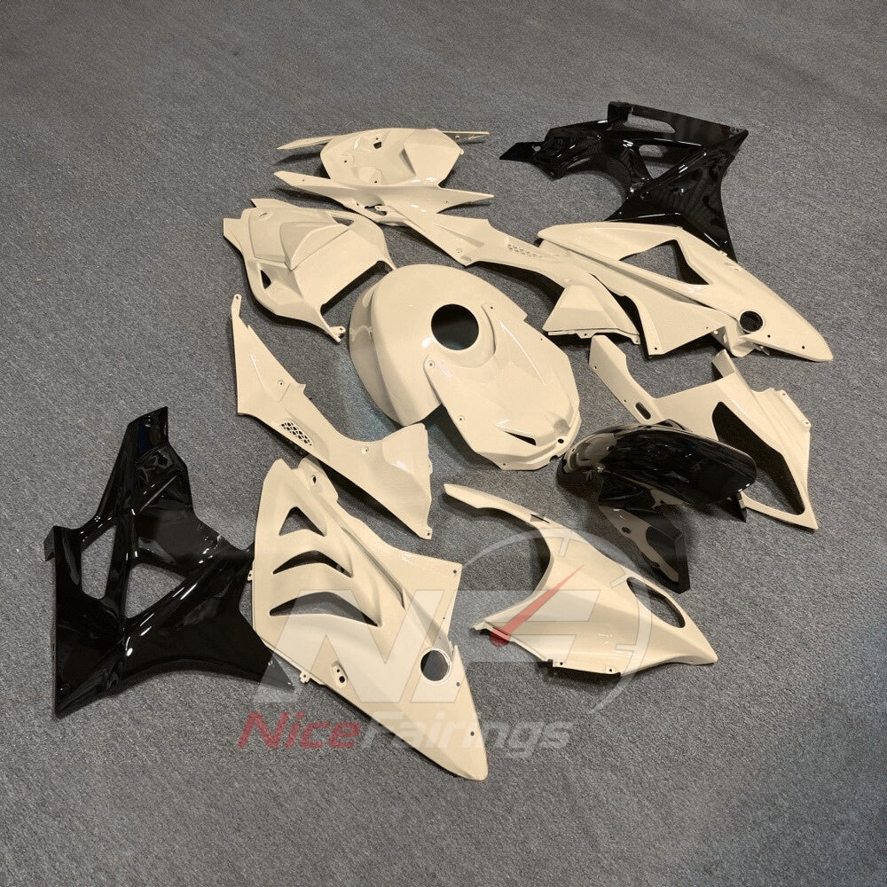 Motorcycle Fairing Kit Fits 2009-2014 BMW S1000RR - Aftermarket ABS Panels - Cream Black with Tank Cover | NiceFairings - side angle image