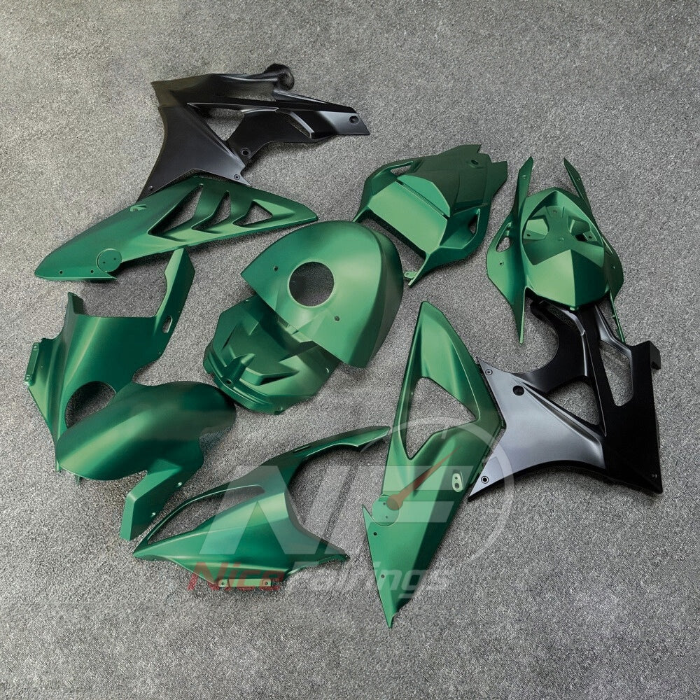 Fairings Kit Fits 2009-2014 BMW S1000RR - Injection-Molded ABS - Emerald Green Black with Tank Cover | NiceFairings - front angle image