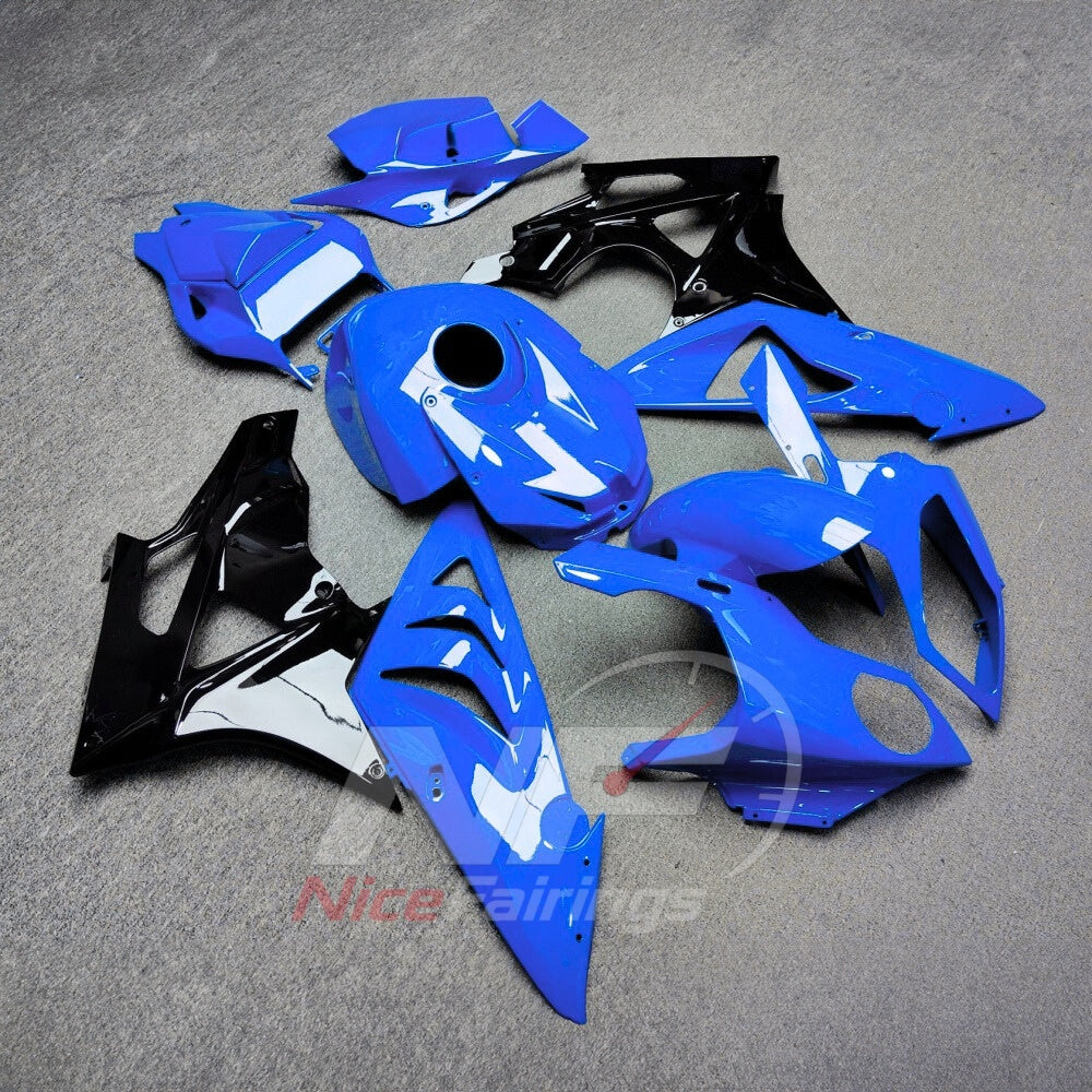 Custom Fairings Fit 2009-2014 BMW S1000RR - Replacement ABS Plastic - Blue Black with Tank Cover | NiceFairings - side angle image