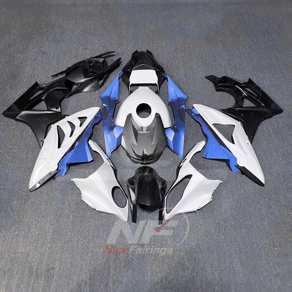 Fairing Kit Fits 2009-2014 BMW S1000RR - ABS Plastic Carbon Fiber Look - Purple Silver with Tank Cover | NiceFairings - paint design NO.6 option image