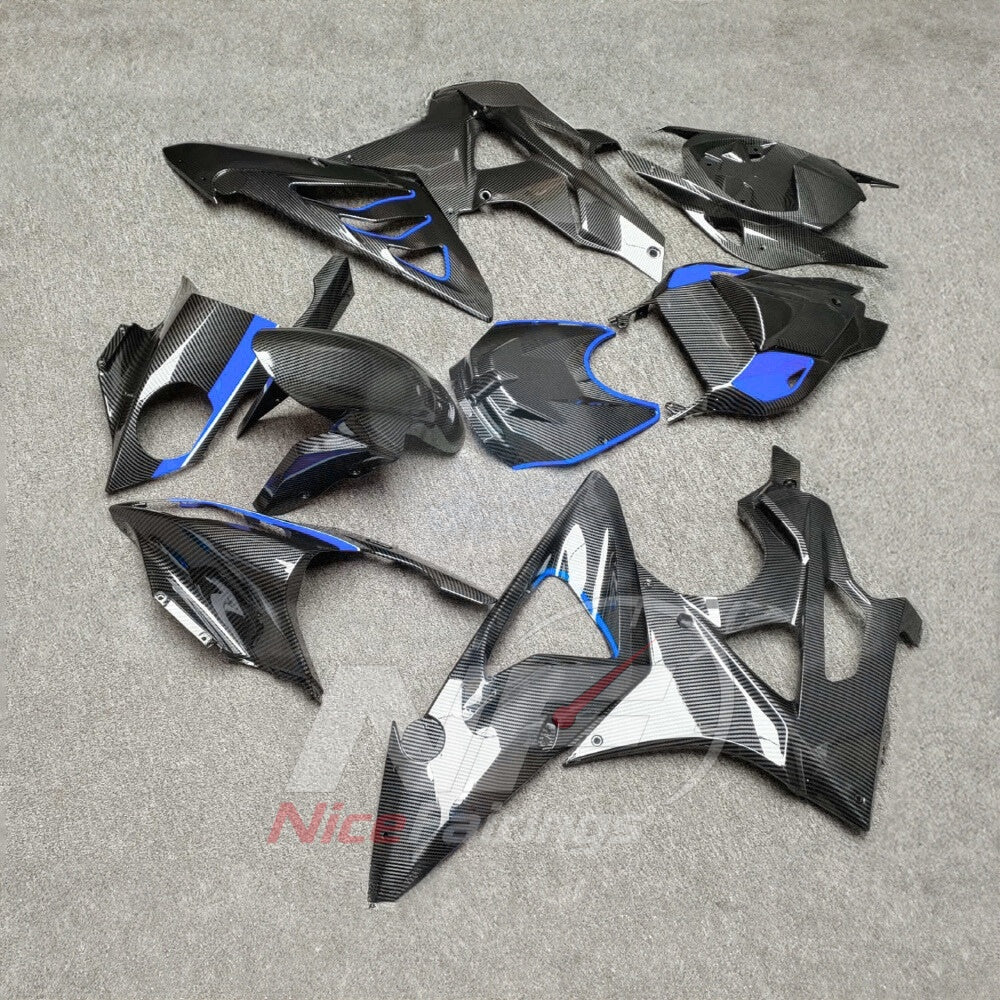 Aftermarket Fairing Kit Fits 2009-2014 BMW S1000RR - Sportbike ABS Bodywork - Silver Blue Black | NiceFairings - front angle image