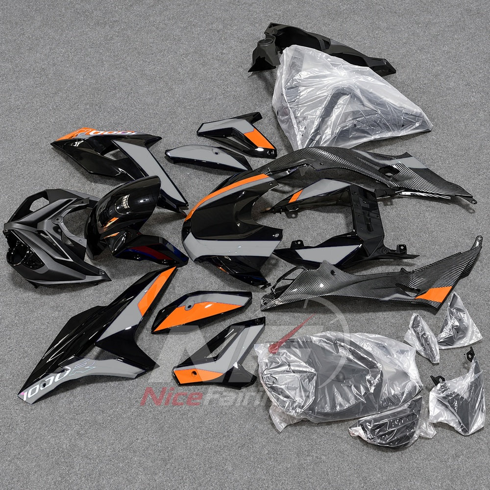 Custom Fairings Fit 2014-2016 BMW S1000R - ABS Plastic Carbon Fiber Look - Orange Black | NiceFairings - side angle image