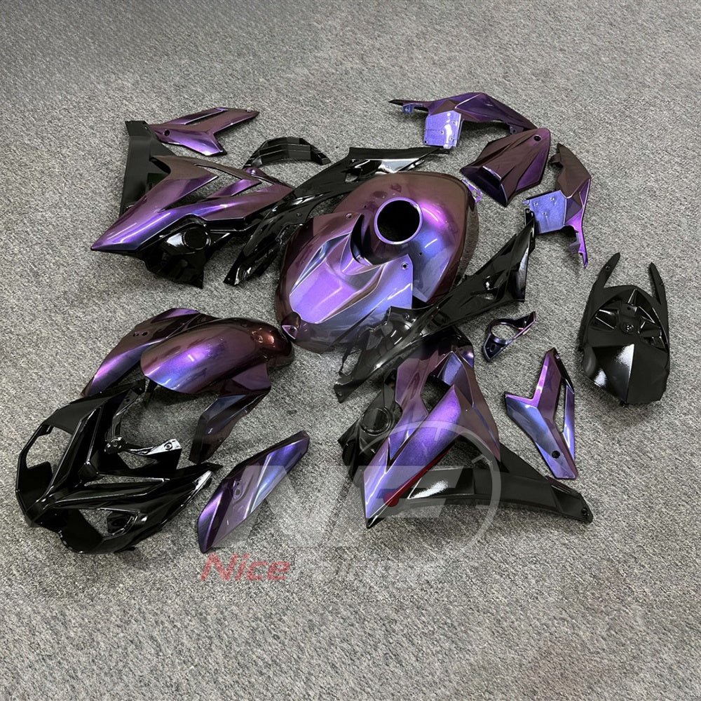 Fairings Kit Fits 2014-2016 BMW S1000R - ABS Fairing Panels Carbon Fiber Look - Purple Black with Tank Cover | NiceFairings - front angle image