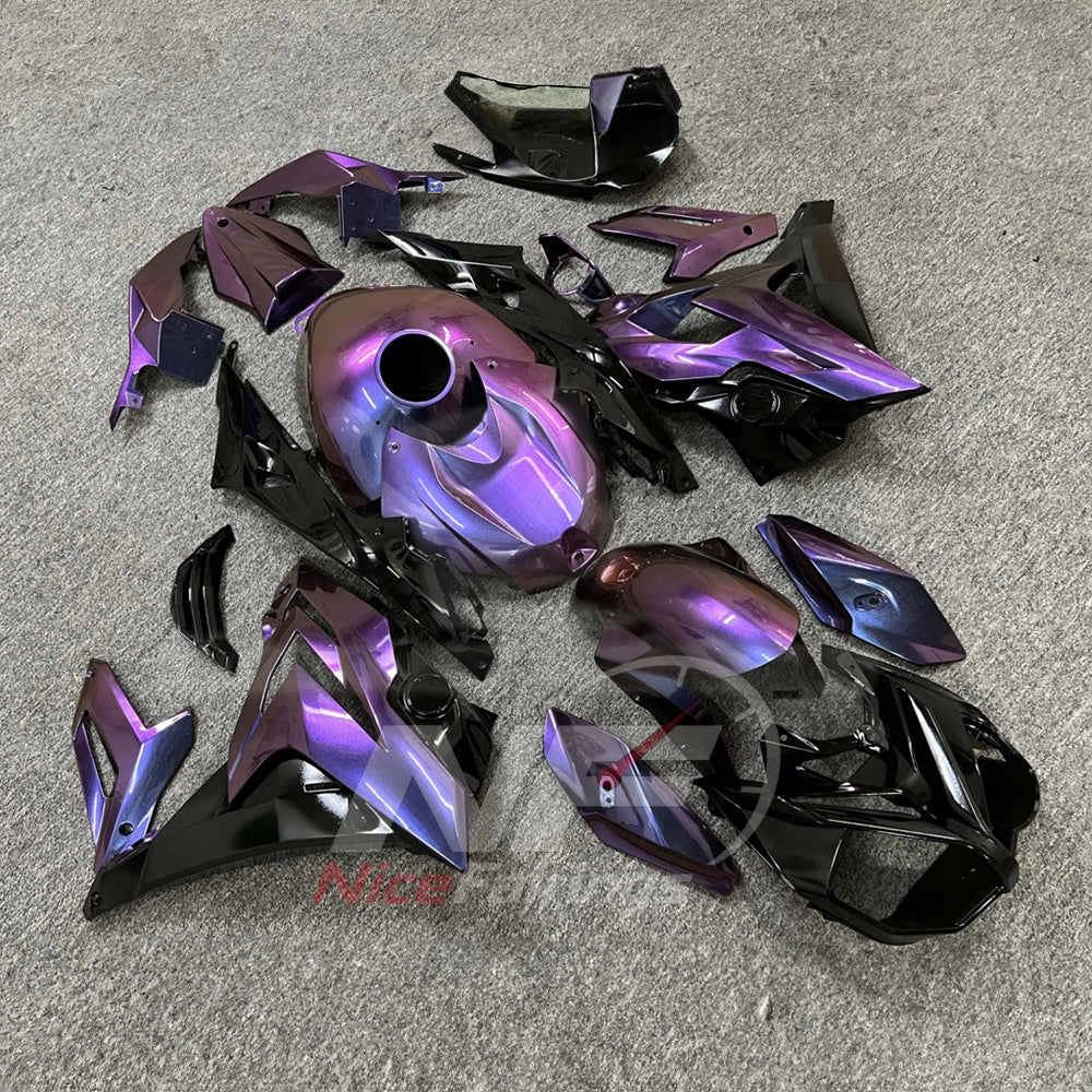Fairings Kit Fits 2014-2016 BMW S1000R - ABS Fairing Panels Carbon Fiber Look - Purple Black with Tank Cover | NiceFairings - side angle image