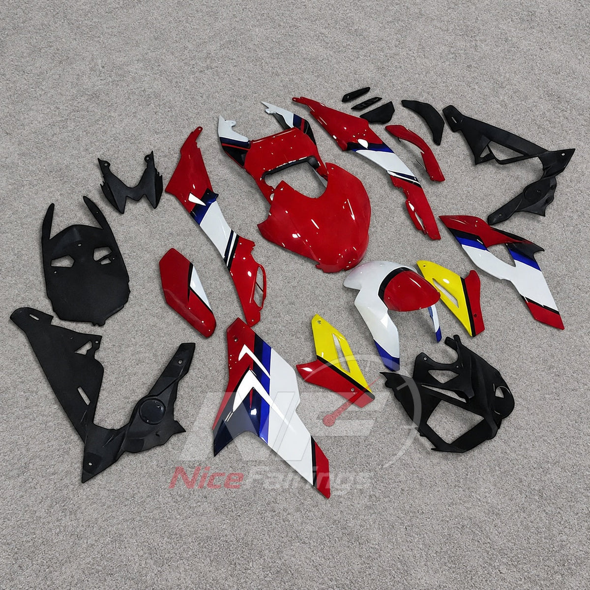 Fairings Kit Fits 2014-2016 BMW S1000R - Replacement ABS Plastic - Red White Blue | NiceFairings - front angle image