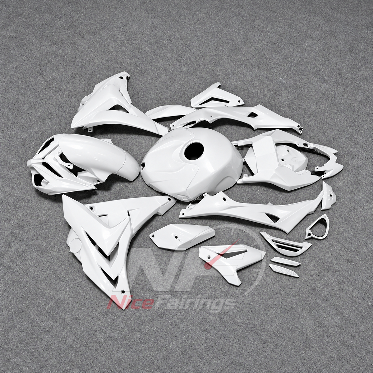Motorcycle Fairing Kit Fits 2014-2016 BMW S1000R - Custom-Painted ABS Bodywork - White with Tank Cover | NiceFairings - side angle image
