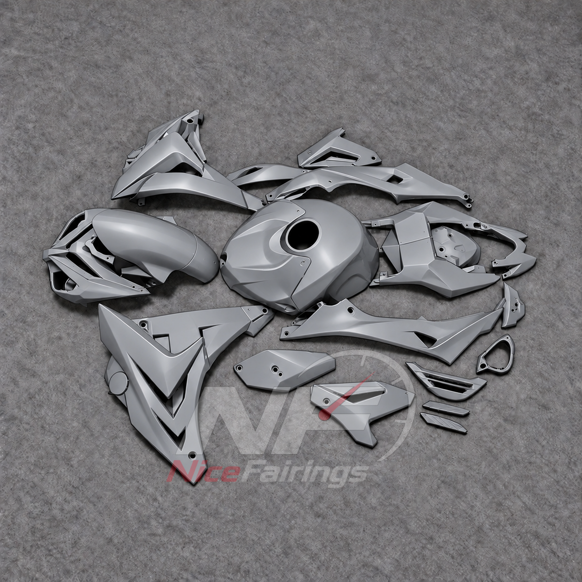 Replacement Fairings Fit 2014-2016 BMW S1000R - ABS Plastic Bodywork - Silver with Tank Cover | NiceFairings - front angle image
