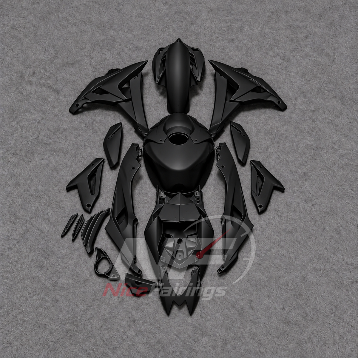 ABS Plastic Fairing Kit Fits 2014-2016 BMW S1000R - Sportbike Bodywork - Matte Black with Tank Cover | NiceFairings - side angle image