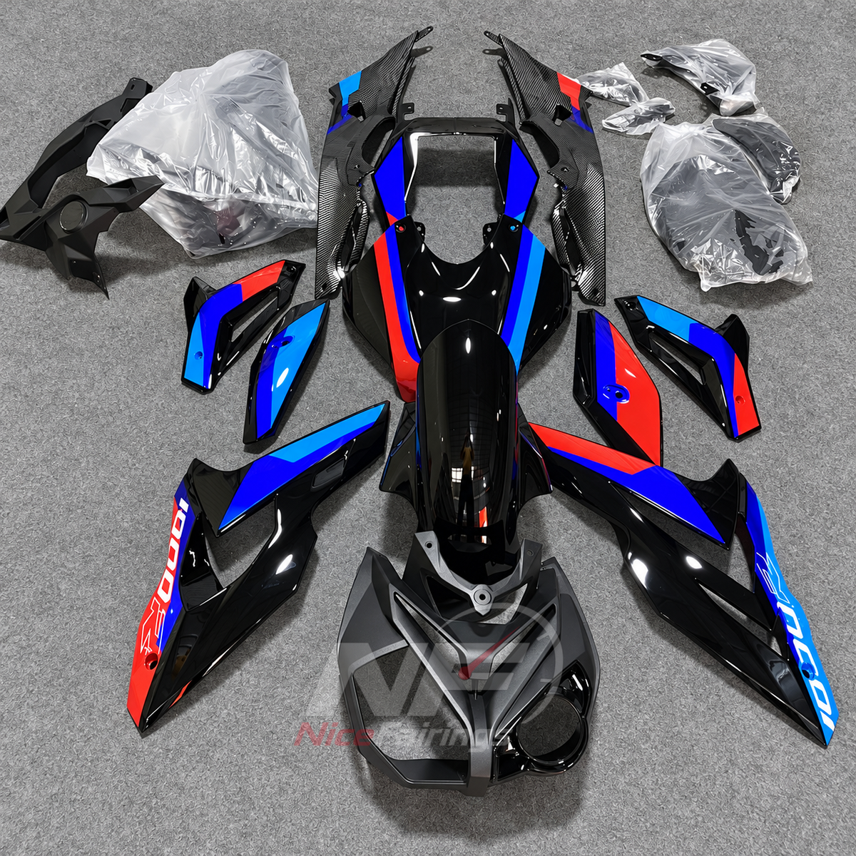 Sportbike Fairing Kit Fits 2014-2016 BMW S1000R - ABS Fairing Panels Carbon Fiber Look - Blue Red | NiceFairings - main product image