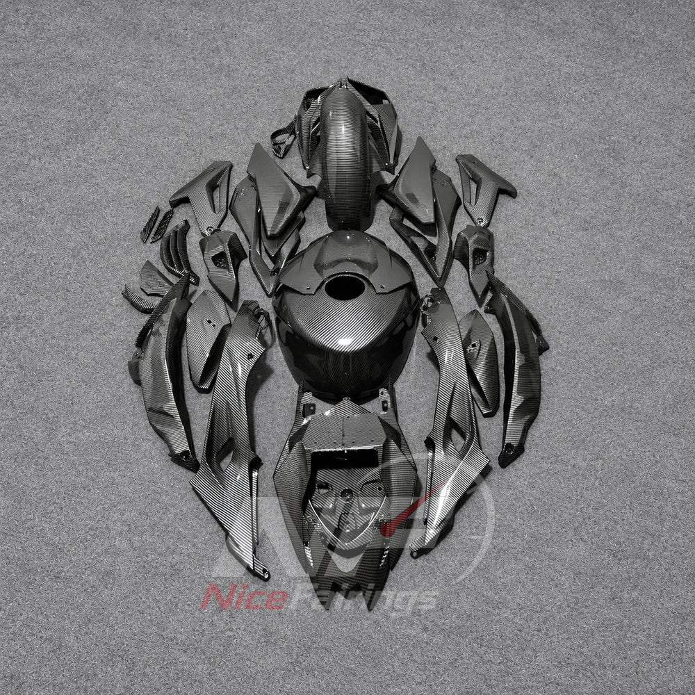 ABS Plastic Fairing Kit Fits 2017-2020 BMW S1000R - Sportbike Bodywork - Black Carbon Fiber Look | NiceFairings - side angle image