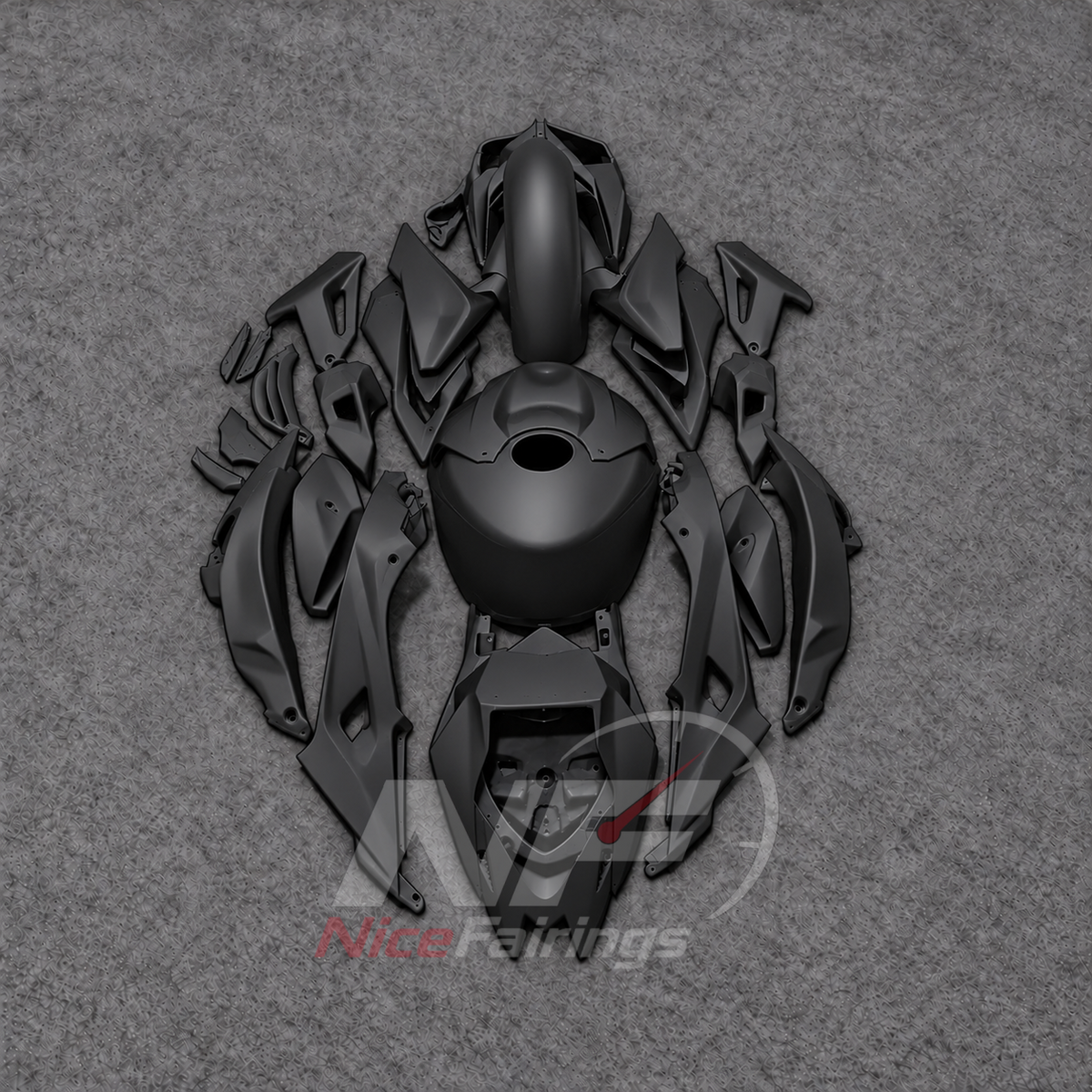 Motorcycle Fairing Kit Fits 2017-2020 BMW S1000R - Replacement ABS Plastic - Black | NiceFairings - front angle image