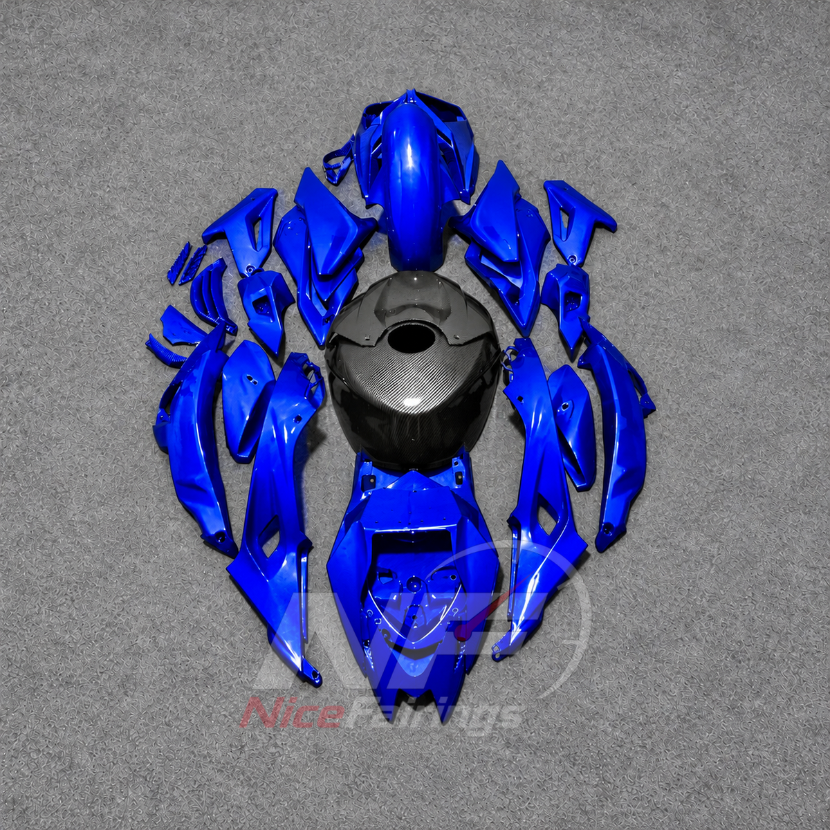 Aftermarket Fairing Kit Fits 2017-2020 BMW S1000R - ABS Fairing Panels - Blue Black | NiceFairings - front angle image