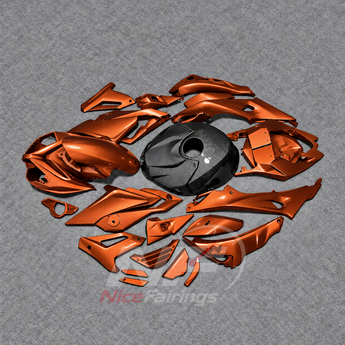 Fairings Kit Fits 2017-2020 BMW S1000R - Custom-Painted ABS Bodywork - Orange Black | NiceFairings - front angle image