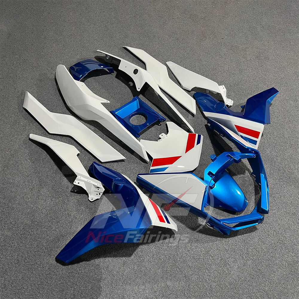Motorcycle Fairing Kit Fits 2019-2025 BMW C400GT - Injection-Molded ABS Plastic - White Blue Red | NiceFairings - front angle image