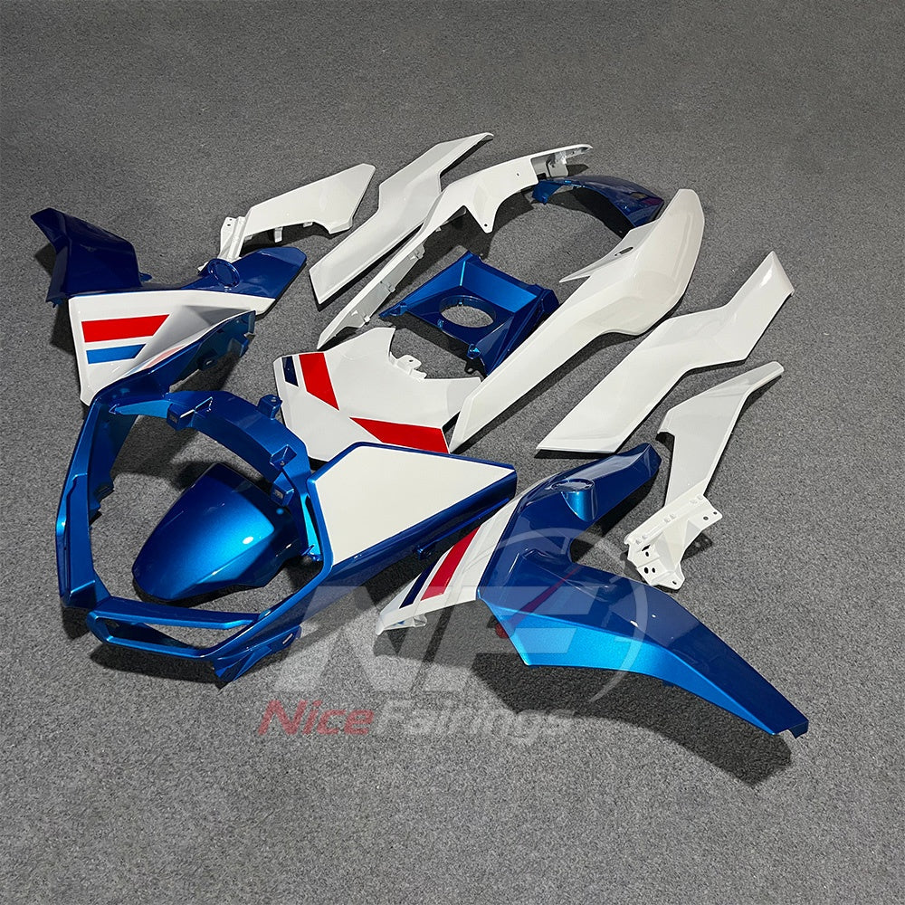 Motorcycle Fairing Kit Fits 2019-2025 BMW C400GT - Injection-Molded ABS Plastic - White Blue Red | NiceFairings - side angle image