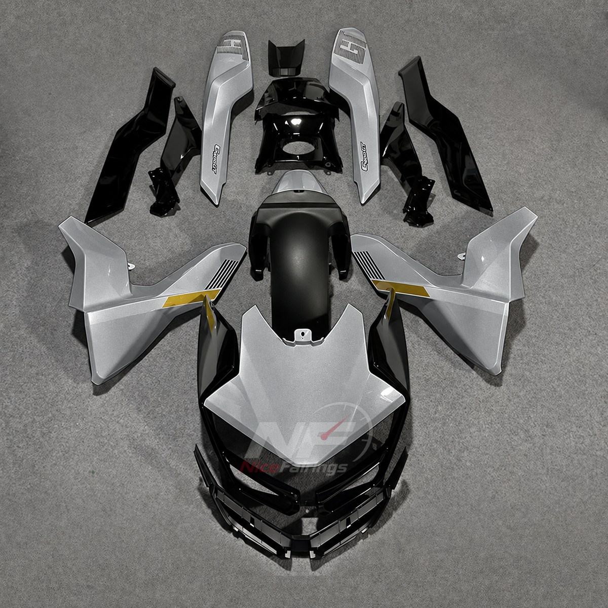 Replacement Fairings Fit 2019-2025 BMW C400GT - Injection-Molded ABS Plastic - Blue White Gold | NiceFairings - paint design NO.6 option image