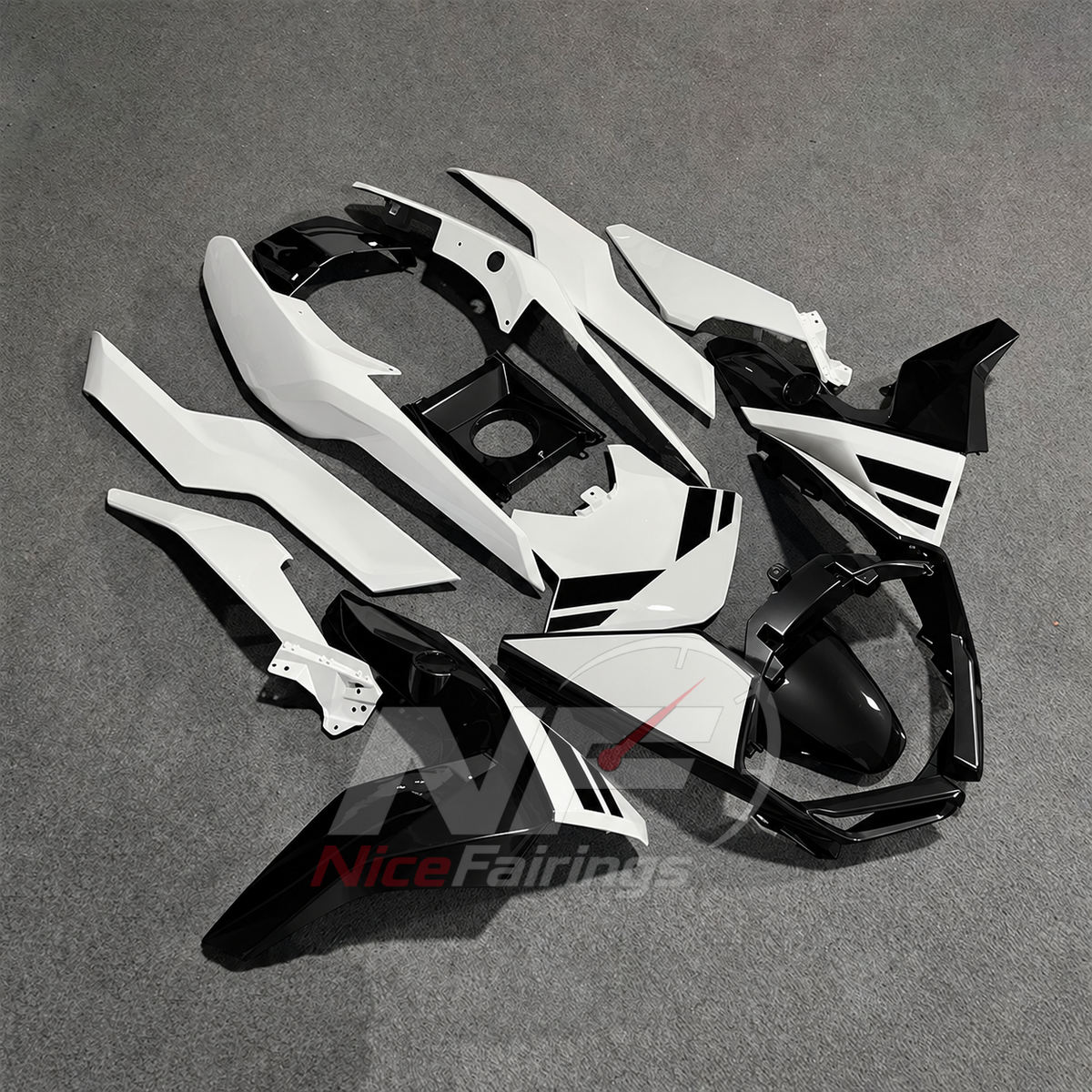 ABS Plastic Fairing Kit Fits 2019-2025 BMW C400GT - Injection-Molded Bodywork - Black White | NiceFairings - side angle image