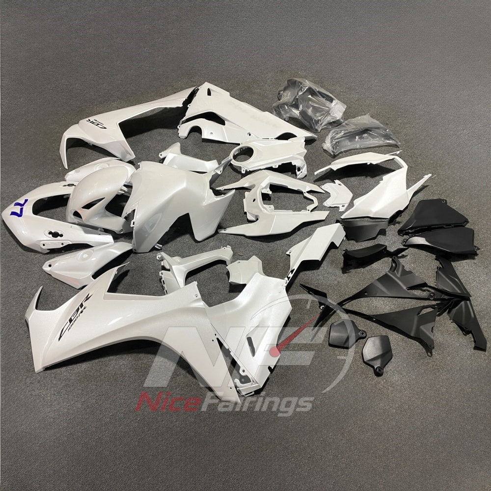 Replacement White Injection-Molded Cowling Set Fits HONDA CBR1000RR 2017-2020 | NiceFairings - side angle image