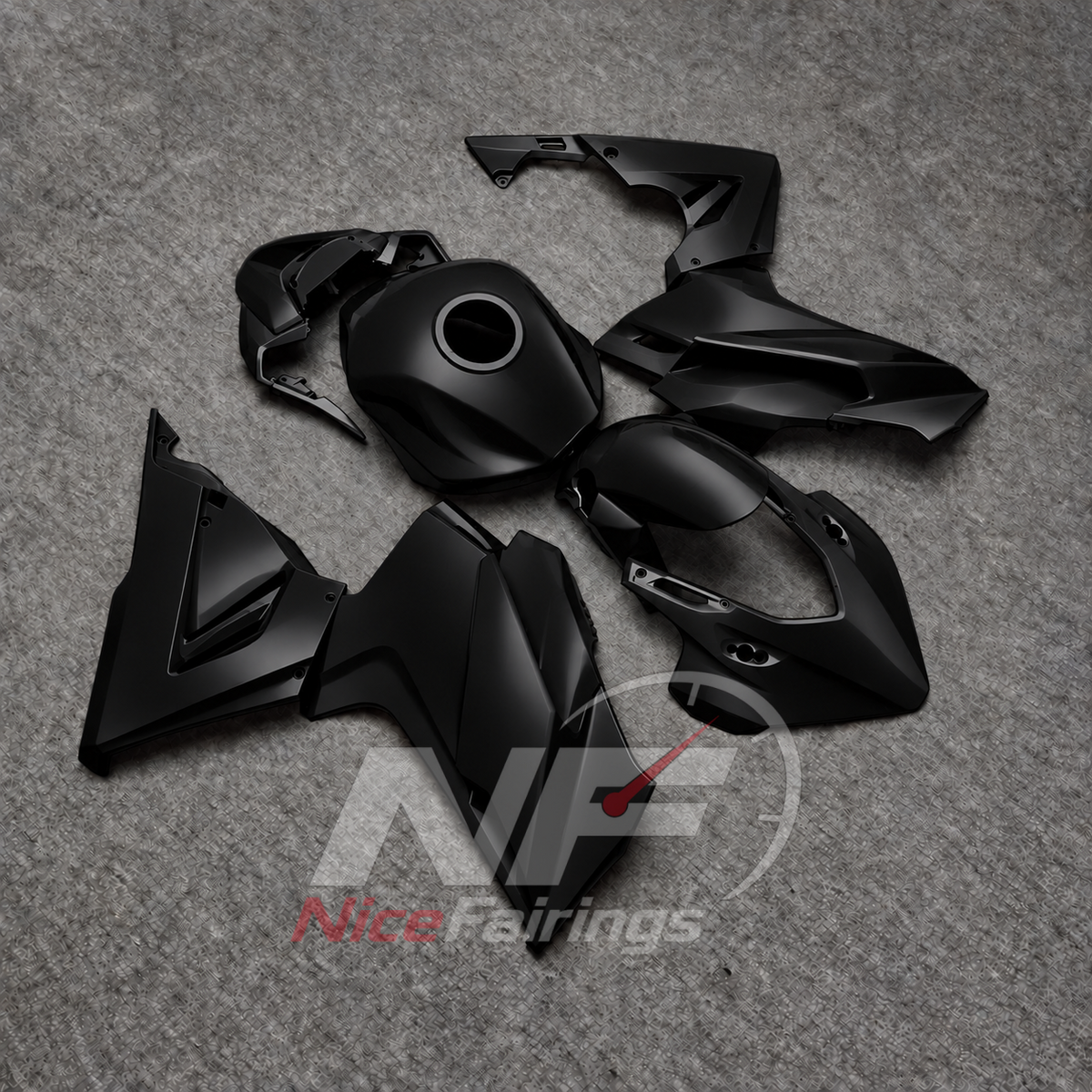 Injection-Molded ABS Bodywork Set Fits HONDA CBR500R 2024-2026 - Black | NiceFairings - front angle image
