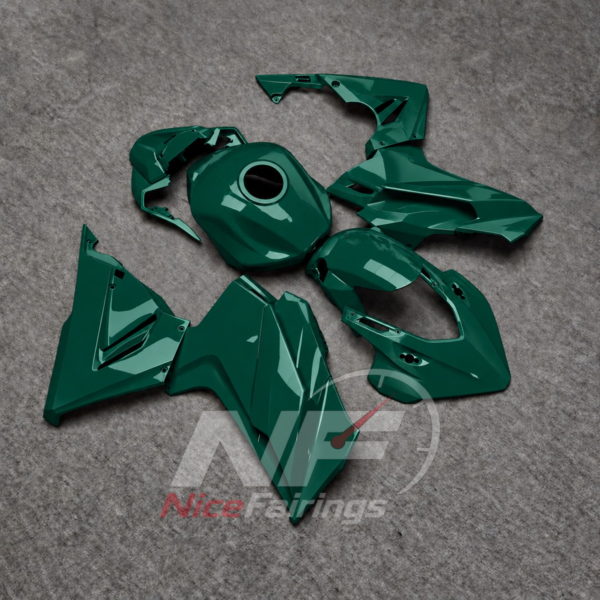 Injection-Molded Fairing Kit Fits HONDA CBR500R 2024-2026 - Green | NiceFairings - front angle image