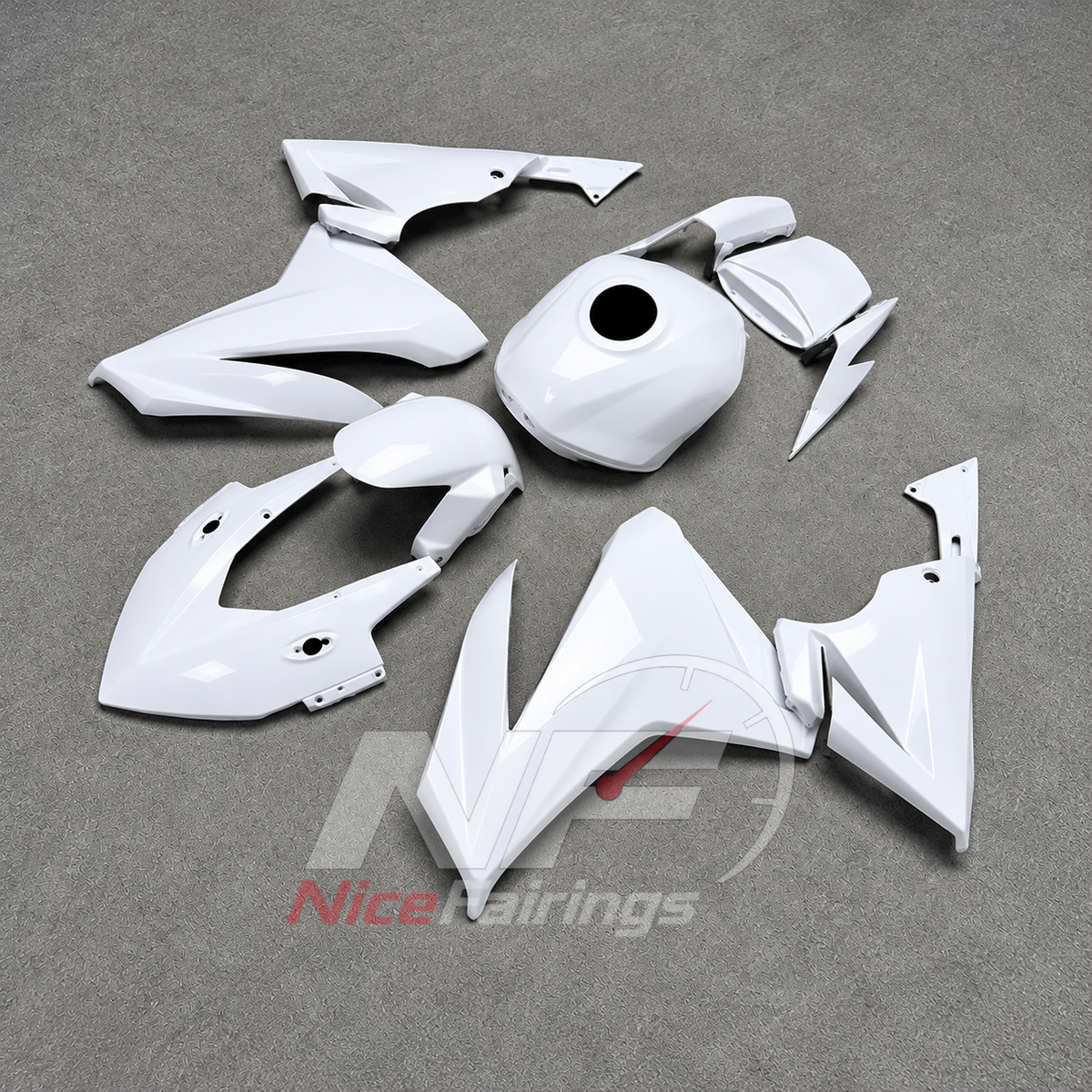 ABS Injection Fairing Kit Fits HONDA CBR500R 2022-2023 - White | NiceFairings - front angle image