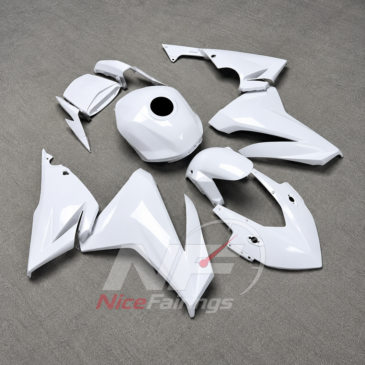 ABS Injection Fairing Kit Fits HONDA CBR500R 2022-2023 - White | NiceFairings - side angle image