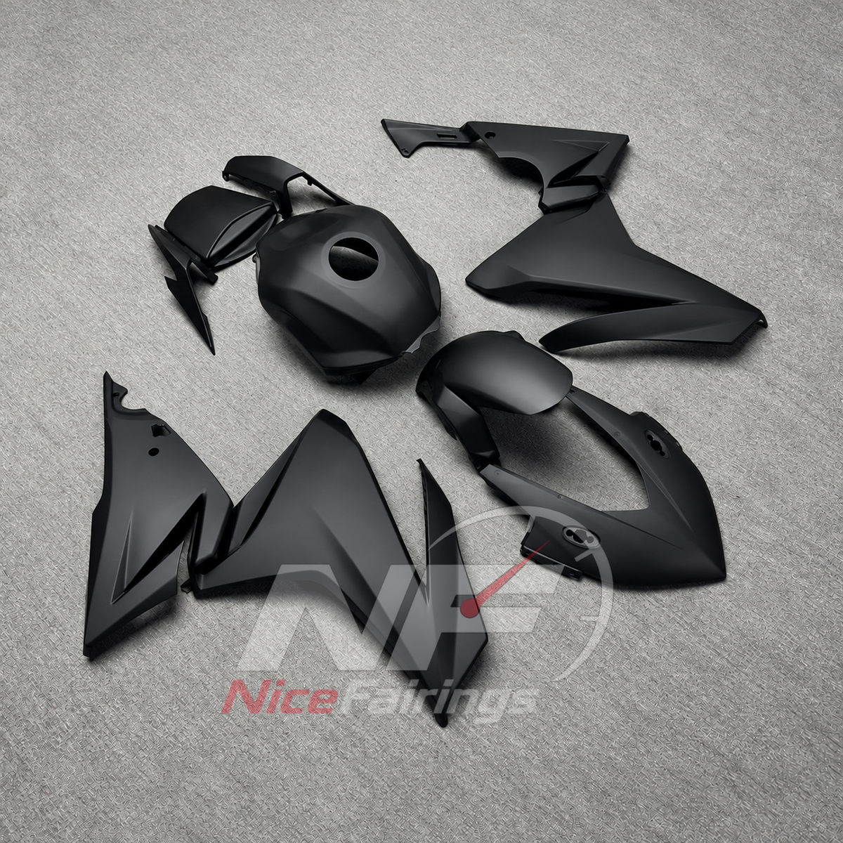 Injection-Molded ABS Bodywork Kit Fits HONDA CBR500R 2022-2023 - Matte Black | NiceFairings - side angle image