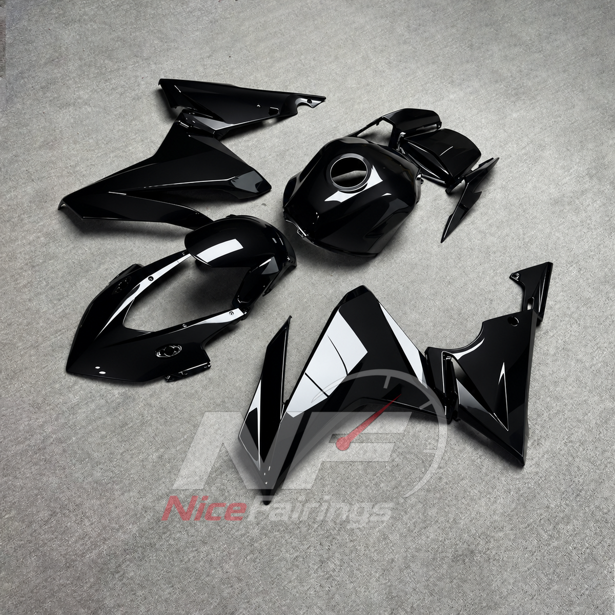 ABS Replacement Fairing Set Fits HONDA CBR500R 2022-2023 - Gloss Black | NiceFairings - side angle image