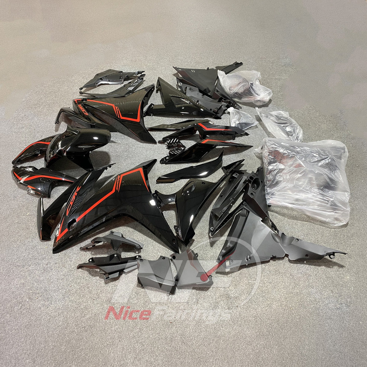 ABS Plastic Cowling Panel Kit Fits HONDA CBR500R 2016-2018 - Design 21 | NiceFairings - side angle image