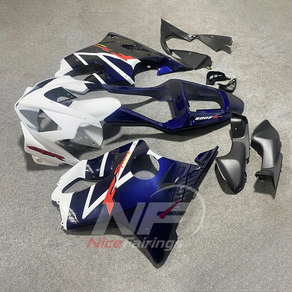 Custom Fairings Fit 2001-2003 HONDA CBR600 F4i - ABS Plastic - Navy Blue White | NiceFairings - front angle image