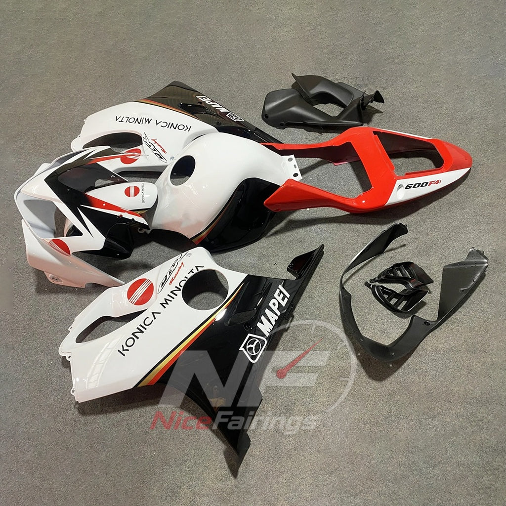 Custom Fairings Fit 2001-2003 HONDA CBR600 F4i - ABS Plastic - White Black Red | NiceFairings - front angle image